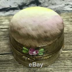 Limoges France Peint Main Rochard Hand Painted Hat Box with Hat Trinket Box Open