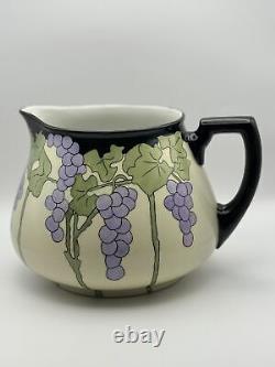 Limoges France Pitcher with Hand-Painted Grapes and Leaves