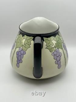 Limoges France Pitcher with Hand-Painted Grapes and Leaves