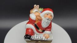 Limoges France Rochard Hinged Santa Claus with Gifts Box, Hand Painted