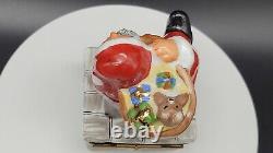 Limoges France Rochard Hinged Santa Claus with Gifts Box, Hand Painted