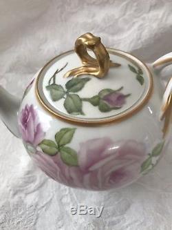Limoges France Tea Pot Hand Painted roses
