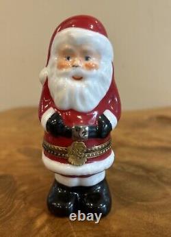 Limoges France Trinket Box Peint Main Santa Claus Gift Bag