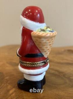 Limoges France Trinket Box Peint Main Santa Claus Gift Bag