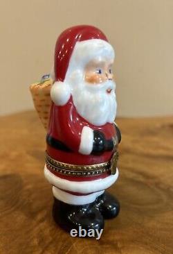 Limoges France Trinket Box Peint Main Santa Claus Gift Bag