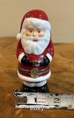 Limoges France Trinket Box Peint Main Santa Claus Gift Bag