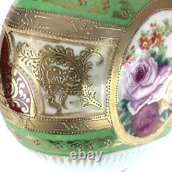 Limoges France Vase Moriage Hand Painted Gold Roses 9 Vintage