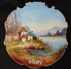 Limoges France Wm. Guerin & Co. Plate Charger Rare Landscape Hand painted 12X 11
