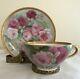 Limoges France Hand-painted Roses Gold Encrusted Etching Cup And Saucer