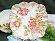 Limoges France Hand Painted Peach Cabbage Roses Charger Platter 1920s Embossed