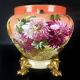 Limoges France Porcelain Hand-painted Mums Jardiniere On Separate Base 1894-1900