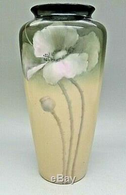 Limoges French Finest Hand Painted Art Nouveau Poppy Vase c. 1901 RARE Gorgeous