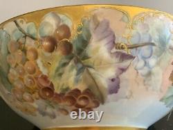 Limoges Gorgeous Huge Antique Hand Painted Porcelain Punch Bowl Centerpiece