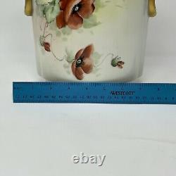 Limoges Guerin Antique Hand Painted Flowers Rare Cachepot Vase