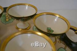 Limoges Guerin Hand Painted Arts & Crafts Signed Tray With Six Sherbet Cups