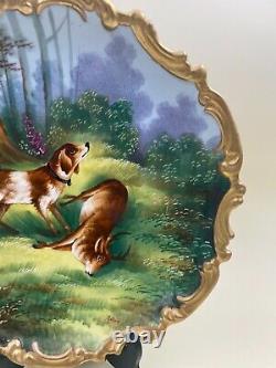 Limoges HandPainted 13 1/8 Hunting Dog with Deer Charger Plaque Gilbert
