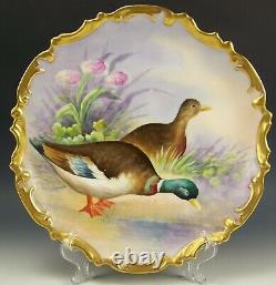 Limoges Hand Painted Birds & Flower Charger Plaque