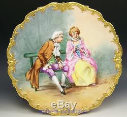 Limoges Hand Painted Courtship Scene Of Couple Charger Plaque Artist Dubois