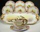 Limoges Hand Painted Fish Service Pink Roses Swag Gold Artist Signed 9 Pieces