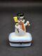 Limoges Hand Painted Frosty The Snowman Hinged Porcelain Trinket Box