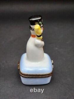 Limoges Hand Painted Frosty the Snowman Hinged Porcelain Trinket Box