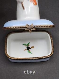 Limoges Hand Painted Frosty the Snowman Hinged Porcelain Trinket Box