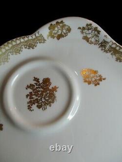 Limoges Hand Painted Gold Encrusted Flowers 13 Snack Plates 10 Long