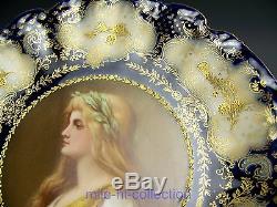 Limoges Hand Painted Lady Portrait & Raised Gold Cabinet Plate Artist E. Furlaud