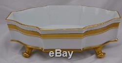 Limoges Hand Painted Mark Blurred Footed Center Console Bowl Thick Double Gold