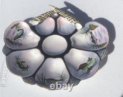 Limoges Hand Painted Oyster Plate! 9.75 Unique Rear Find! Fish Crab Turtle