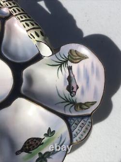Limoges Hand Painted Oyster Plate! 9.75 Unique Rear Find! Fish Crab Turtle