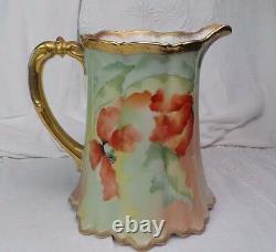 Limoges Hand Painted Pitcher France Signed By The Artist