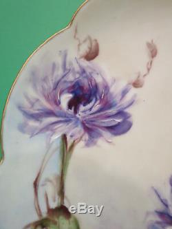 Limoges Hand Painted Plate w Purple Flowers