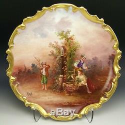 Limoges Hand Painted Playing Hide-and-seek Fun Time 13.25 Charger Plaque