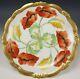 Limoges Hand Painted Poppies Conventional Gold Encrusted Plate Signed Flores