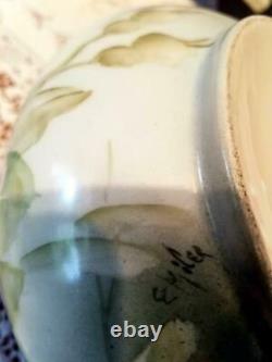 Limoges Hand Painted Rose Cider Pitcher, Artist Signed, Ester Miler