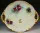 Limoges Hand Painted Roses Charger Cake Plate Artist Peters