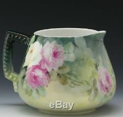 Limoges Hand Painted Roses Cider Pitcher