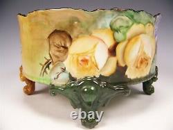 Limoges Hand Painted Roses Ferner Vase