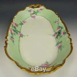 Limoges Hand Painted Roses Gold Gilt 13 Celery Tray Dish