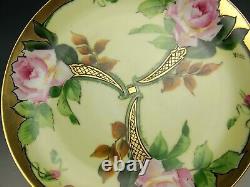Limoges Hand Painted Roses In Art Nouveau Style Plate Van Signed
