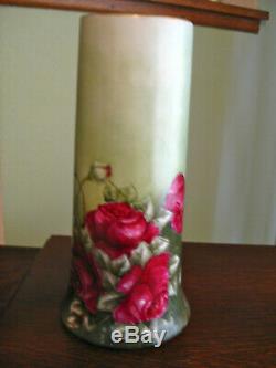 Limoges Hand Painted Roses Vase