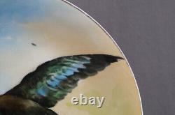 Limoges Hand Painted Signed Henriot Flying Mallard Duck 12 5/8 Inch Charger