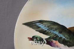 Limoges Hand Painted Signed Henriot Flying Mallard Duck 12 5/8 Inch Charger