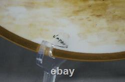 Limoges Hand Painted Signed Leroux Sailboats Maritime Scene Yellow Gold Charger