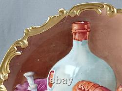 Limoges Hand Painted Signed P Bazanny Lobsters Bottle Mushrooms Charger AS IS