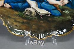 Limoges Hand Painted Signed Penitent Magdalene Woman & Skull & Gold Tray
