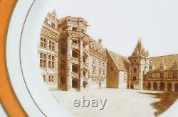 Limoges Hand Painted Signed V Wolkoff Chateau De Blois Orange & Gold Plate 1933