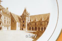 Limoges Hand Painted Signed V Wolkoff Chateau De Blois Orange & Gold Plate 1933