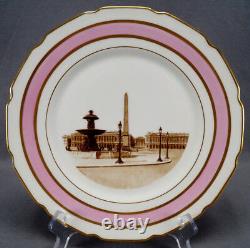 Limoges Hand Painted Signed V Wolkoff Place De La Concorde Pink Gold Plate 1933